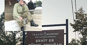 Alacalı şehidin isimi İnegöl'deki parkta yaşatılıyor